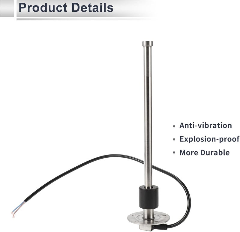 RATCHROLL 1set Fuel Sending Unit and Gauge Kit 290mm Length Boat Fuel Sending Unit Marine Fuel Sender Unit Black Silver Tone Metal 240-33 Ohm - Image 5